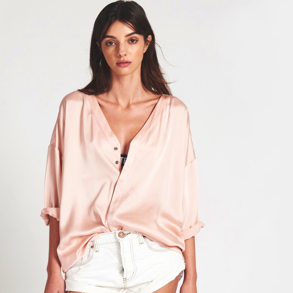 NWT! - One Teaspoon | Silk Longline Shirt - Picture 1 of 4